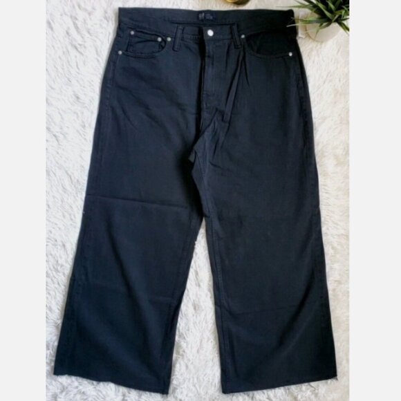 GAP High Rise Wide-Leg Black Wash Raw Hem Jeans Plus Size 35/20 - Picture 7 of 9